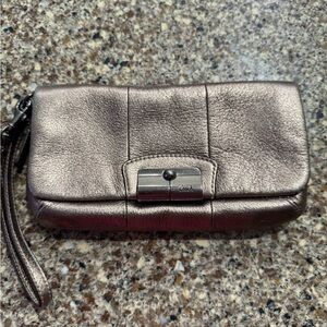 Coach metallic wristlet